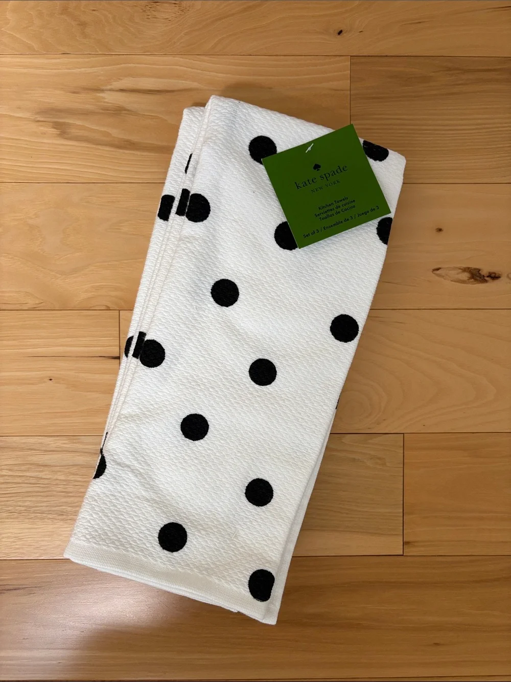 3! kate spade White and Black Polka Dot Kitchen Towels